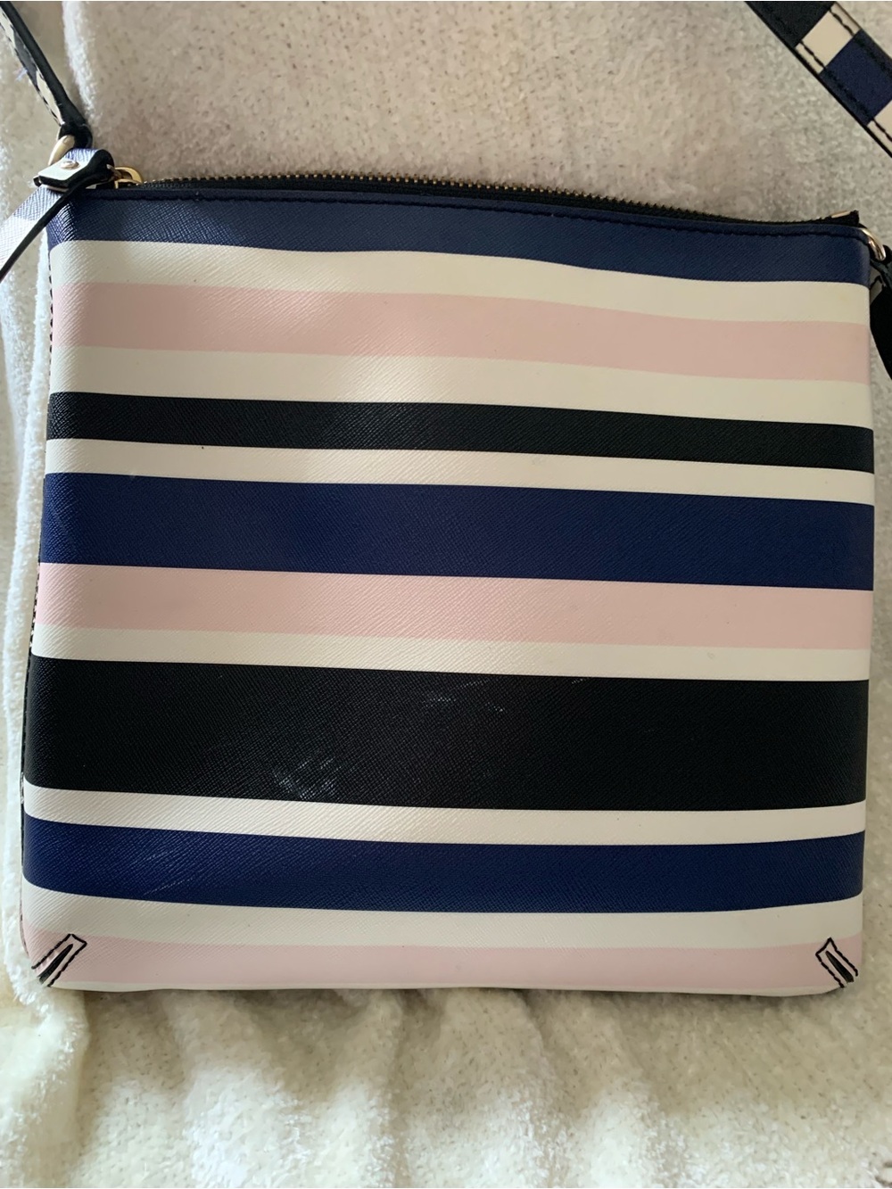 kate spade Pink, Navy & White Striped Crossbody Bag
